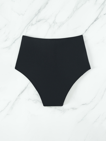 Γυναικείο μαγιό υψηλής μέσης από νάιλον, φόδρα πολυεστέρα, μονόχρωμο σχέδιο, στυλ briefs, 80% νάιλον, 82% πολυεστέρα