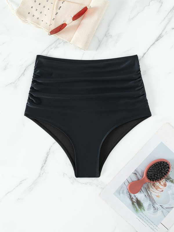 Ženski kupaći kostim visokog struka od najlona s poliesterskom podlogom, jednofarbni dizajn, briefs stil, 80% najlon, 82% poliester podstava