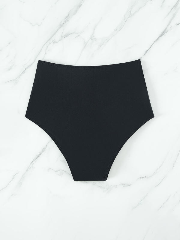 Ženski kupaći kostim visokog struka od najlona s poliesterskom podlogom, jednofarbni dizajn, briefs stil, 80% najlon, 82% poliester podstava