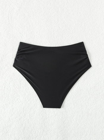 Slip de baie pentru femei, talie înaltă, culoare solidă, 80% nailon, căptușeală poliester 82%, 75 g, pentru înot