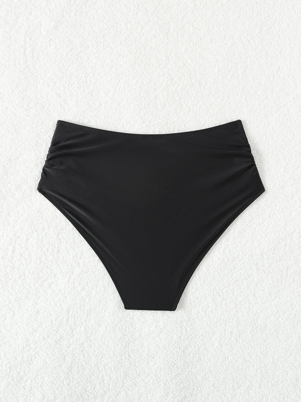 Slip de baie pentru femei, talie înaltă, culoare solidă, 80% nailon, căptușeală poliester 82%, 75 g, pentru înot