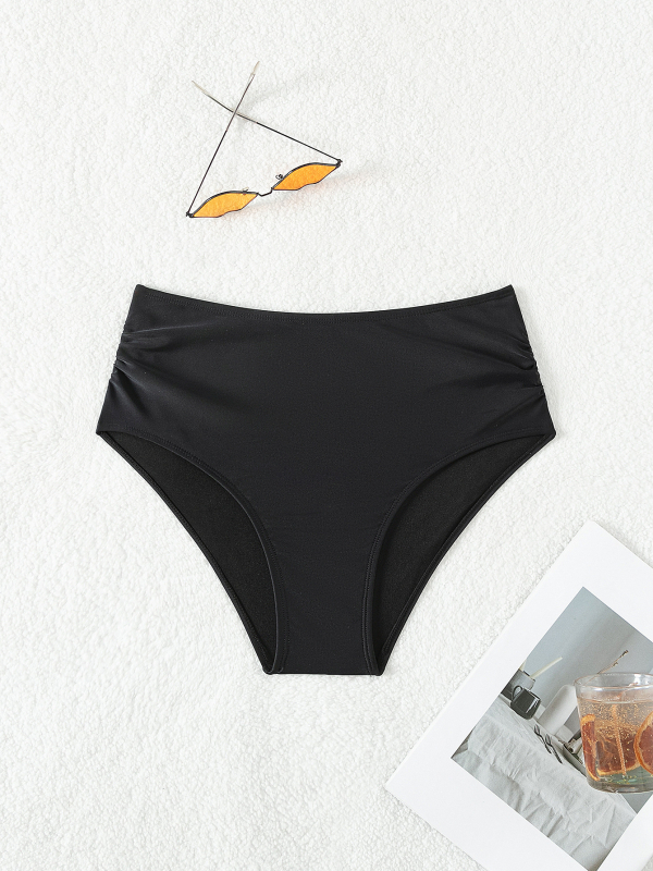 Slip de baie pentru femei, talie înaltă, culoare solidă, 80% nailon, căptușeală poliester 82%, 75 g, pentru înot