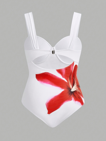 Set de înot feminin din trei piese, imprimeu gradient, croială mulată, material poliester 82% cu căptușeală din spandex 18%, bureți pentru bust