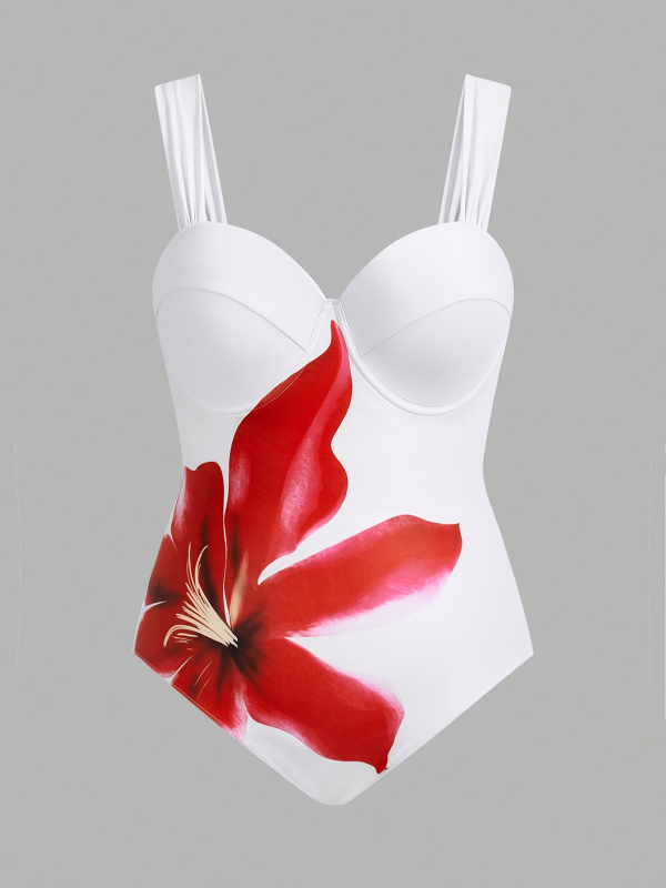 Set de înot feminin din trei piese, imprimeu gradient, croială mulată, material poliester 82% cu căptușeală din spandex 18%, bureți pentru bust