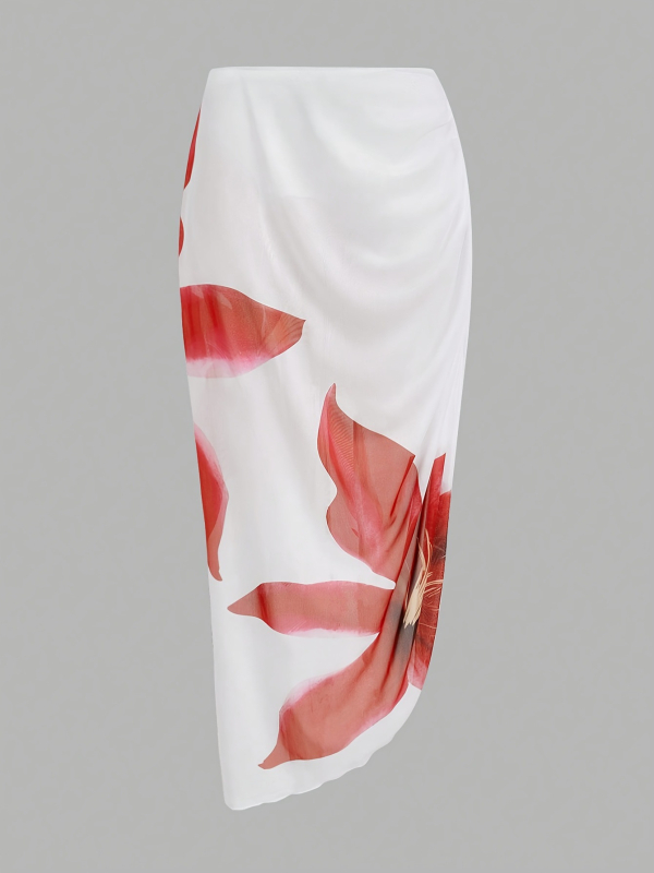 Set de înot feminin din trei piese, imprimeu gradient, croială mulată, material poliester 82% cu căptușeală din spandex 18%, bureți pentru bust