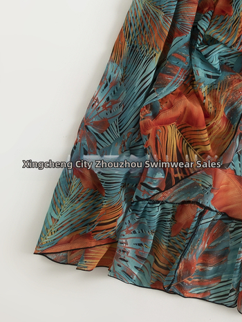 Γυναικείο μαγιό με φλοράλ μοτίβο και διαφανή φόρεμα παραλίας, πολυεστέρας, 100% πολυεστέρας, 230 g/m², κατάλληλο για κολύμβηση.