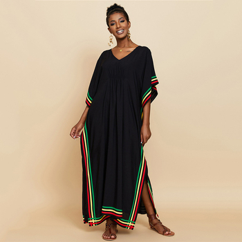 Robe de plajă din rayon cu imprimeu în dungi, 340 g, căptușeală rayon cu 1% bumbac, stil kimono lejer pentru vacanță și acoperire de bikini
