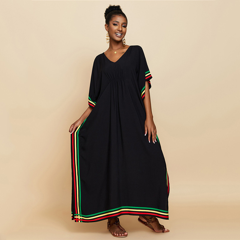 Robe de plajă din rayon cu imprimeu în dungi, 340 g, căptușeală rayon cu 1% bumbac, stil kimono lejer pentru vacanță și acoperire de bikini