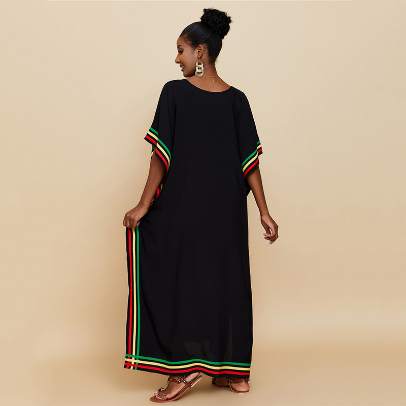 Robe de plajă din rayon cu imprimeu în dungi, 340 g, căptușeală rayon cu 1% bumbac, stil kimono lejer pentru vacanță și acoperire de bikini