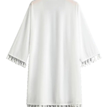 Καρντγκάν-σαλ από Slub βαμβάκι, χαλαρή γραμμή, χωρίς γιακά, μονόχρωμο σχέδιο