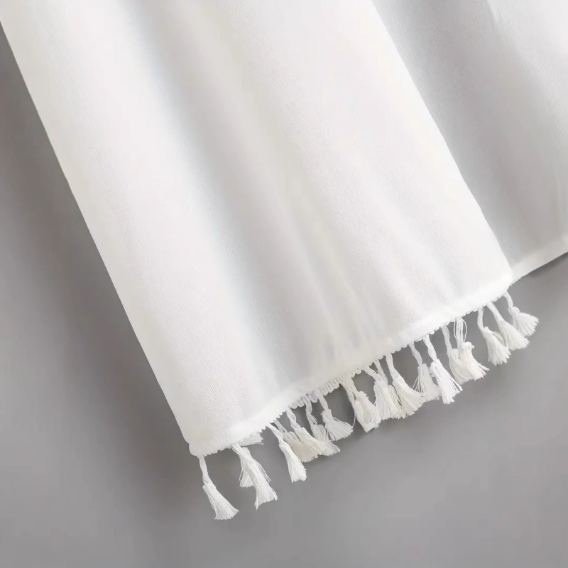 Cardigan-șal din bumbac Slub, croială relaxată, fără guler, model solid