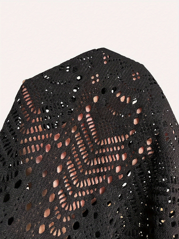 Γυναικεία χωρίς μανίκια μπλούζα παραλίας από crochet mesh, μεσαίου μήκους, προστασία από τον ήλιο, πολυεστερικό ύφασμα με επένδυση 5% σπαντέξ