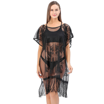 Δαντελένια μπλούζα κάλυψης για παραλία, φλοράλ μοτίβο, πολυεστερική ύφανση, 110 g, επένδυση πολυεστέρα, κατάλληλη για κολύμβηση και βάδισμα