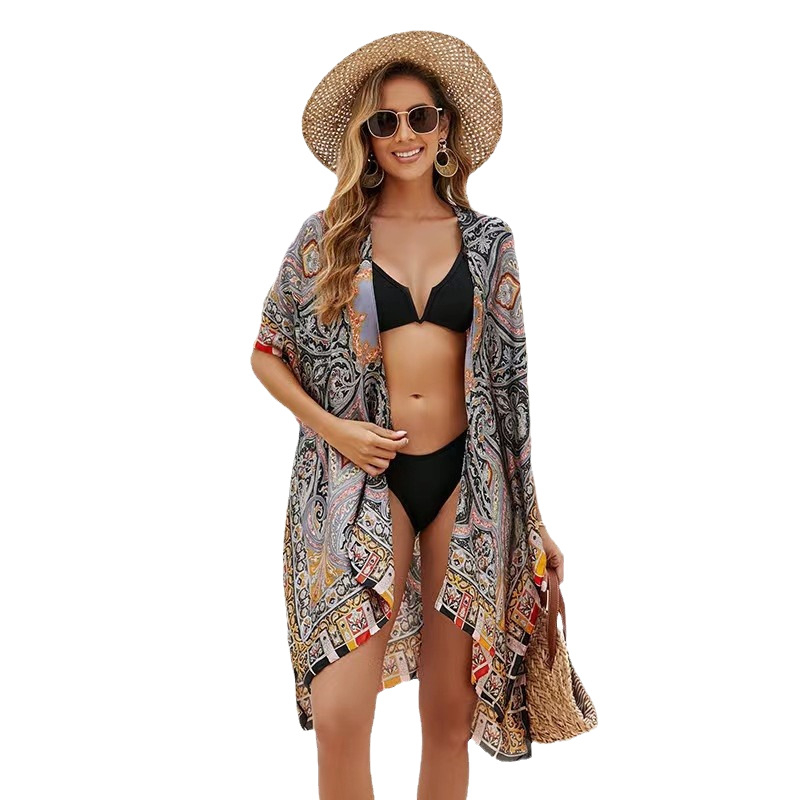 Șal de plajă din satin pentru femei – Weft-knit, fibre de poliester, stil Fashion OL, primăvară-vară-toamnă