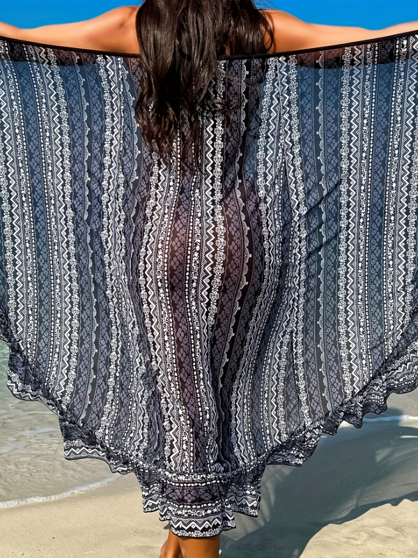 Rochie de plajă cu bretele, imprimeu floral, lungă, perfectă pentru vacanțe, versatilă în diverse moduri de purtare, material 95% poliester, căptușeală 5% spandex pentru femei adulte