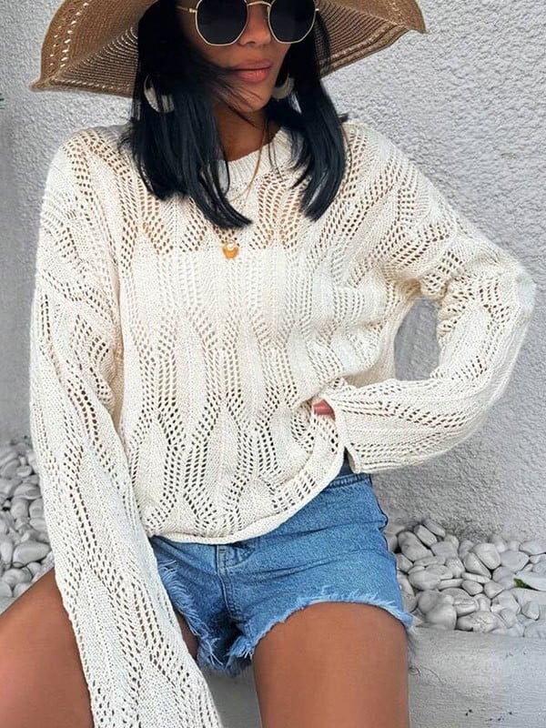 Plažna bluza s dugim rukavima za zaštitu od sunca, perforirana Hollow Rope tkanina, akril 80%, podstava od pamukove smeše 95%, težina 290 g