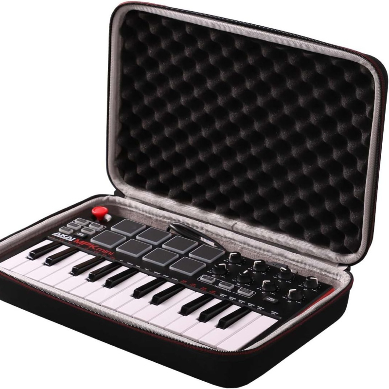 Akai MPK Mini MK3 klaviatūros valdiklio kietojo krepšys – EVA + Oxford audinys + Crystal Velvet; modelis: Akai keyboard controller bag; apkrova iki 10 kg