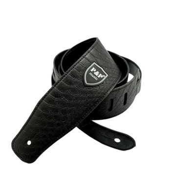 Ιμάντας κιθάρας με ανάγλυφο PU δέρμα, κατάλληλος για ηλεκτρική κιθάρα και μπάσο, συσκευασμένος σε PP σακούλα