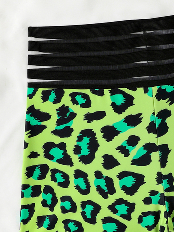 Κολάν γιόγκα με λεοπάρ μοτίβο, ψηλή μέση, δαντέλα για ανύψωση γλουτών, ύφασμα πολυεστέρας, σύνθεση 82/18