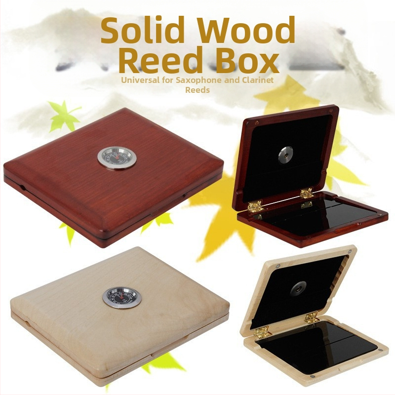 Drevená krabička na príslušenstvo saxofónov so vlhkomerom, modely YY-60/YY-70, balené v OPP vrecku, vhodná pre saxofóny