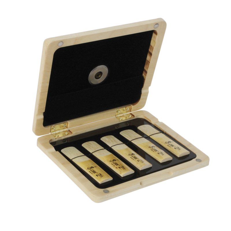Drevená krabička na príslušenstvo saxofónov so vlhkomerom, modely YY-60/YY-70, balené v OPP vrecku, vhodná pre saxofóny