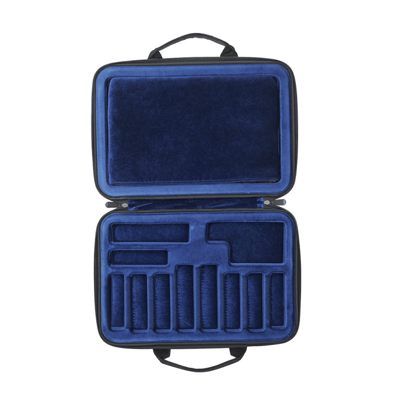 Cutie de depozitare pentru muștiuc saxofon, model CA-12, set de 12 bucăți, inserție EVA cu husă de catifea, croită din material Oxford