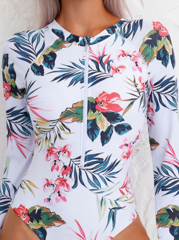 Ολόσωμο μαγιό με μακριά μανίκια, UV προστασία, ύφασμα πολυεστέρα-ελαστάν (82% πολυεστέρας, 18% ελαστάν), με επένδυση στήθους