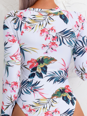 Ολόσωμο μαγιό με μακριά μανίκια, UV προστασία, ύφασμα πολυεστέρα-ελαστάν (82% πολυεστέρας, 18% ελαστάν), με επένδυση στήθους