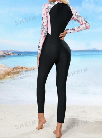 Γυναικείος ολόσωμος μαγιό με μακριά μανίκια, επένδυση στήθους, γρήγορο στέγνωμα, σφιχτή εφαρμογή, υψηλή ελαστικότητα