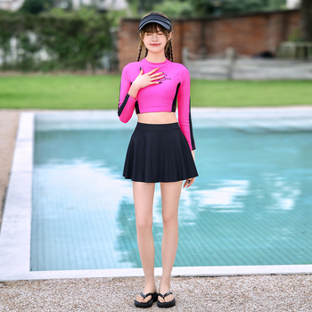 Γυναικείο μαγιό με μακρύ μανίκι, επένδυση στήθους, νάιλον 60%, μονόχρωμο, για ενήλικες, προέλευση Xingcheng