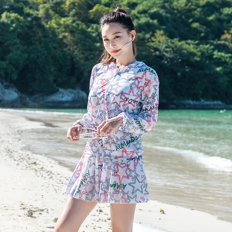 Ženski trodijelni plivački set s cvjetnim uzorkom, najlon tkanina, podstava najlon/spandeks