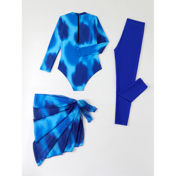 Σετ μαγιό γυναικών τριών τεμαχίων με μακριά μανίκια και φερμουάρ; ύφασμα πολυεστέρα; επένδυση 20% σπαντέξ; βάρος 210 g