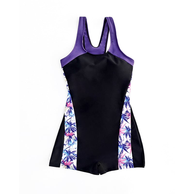 Costum de baie întreg pentru femei, imprimeu floral, spate decupat, cupe căptușite, poliester