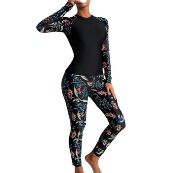 Γυναικείο ολόσωμο μαγιό με μακριά μανίκια, συντηρητικό στυλ, πολυεστερικό ύφασμα, επένδυση στήθους, χωρίς μεταλλική υποστήριξη