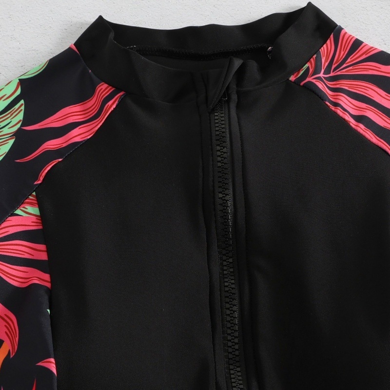 Costum de baie pentru femei, unic piesă, cu fermoar, partea inferioară în stil boxer, model uni, poliester cu căptușeală 18% spandex