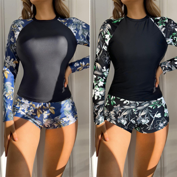 Ženski tankini s dugim rukavima, visokim strukom, UV zaštita; materijal najlon s 82% poliester; težina 200 g; podstava od poliestera i elastina; umetak za prsni dio bez čelične potpore