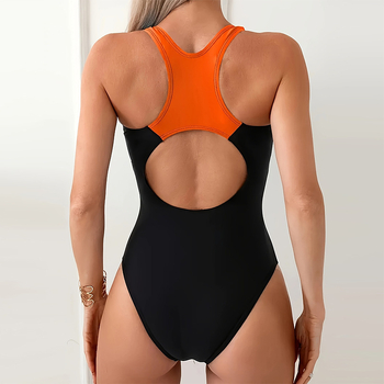 Ολόσωμο μαγιό με U-λαιμό, εκτύπωση σε συντηρητικό σχέδιο, επένδυση για το στήθος, ύφασμα Nylon-Spandex