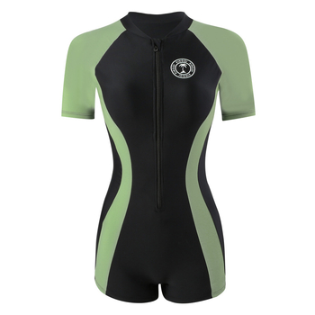 Γυναικείο ολόσωμο μαγιό με επένδυση για το στήθος, κοντά μανίκια, μονόχρωμο σχέδιο, ύφασμα νάιλον με 85% πολυεστέρα, για ενήλικες γυναίκες