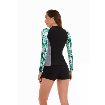 Costum de baie pentru femei cu mâneci lungi pentru surfing și înot, cu burete la bust, țesătură poliesterică cu uscare rapidă, elasticitate înaltă, croială strâmtă