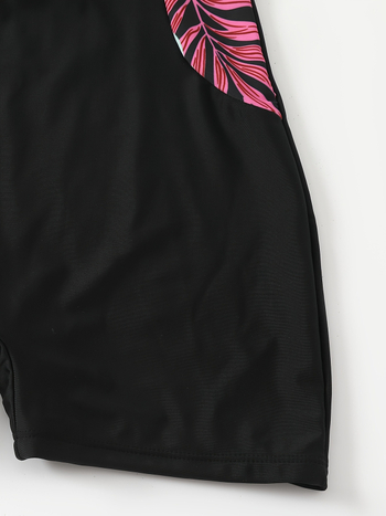 Γυναικείο ολόσωμο μαγιό με φλοράλ εκτύπωση, κοντά μανίκια, πολυεστέρας 82% (250 g), με μεταλλική στήριξη και χωρίς επένδυση στήθους