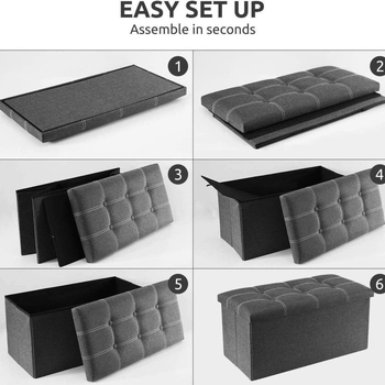 Συρόμενο αποθηκευτικό σκαμνάκι με 110L χωρητικότητα, ύφασμα από βαμβάκι, ορθογώνιο σχήμα, αντοχή 150 kg