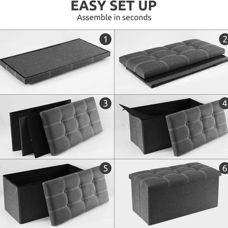 Συρόμενο αποθηκευτικό σκαμνάκι με 110L χωρητικότητα, ύφασμα από βαμβάκι, ορθογώνιο σχήμα, αντοχή 150 kg