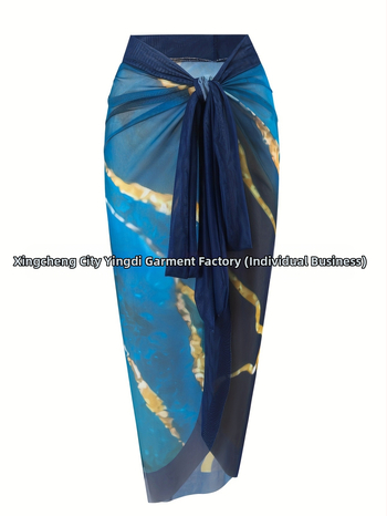 Ολόσωμο μαγιό με βαθύ V, 3D μοτίβο και φούστα διχτυωτή για ενήλικες γυναίκες· πολυεστέρας, επένδυση στήθους, χωρίς μεταλλική υποστήριξη, χωρίς μανίκια