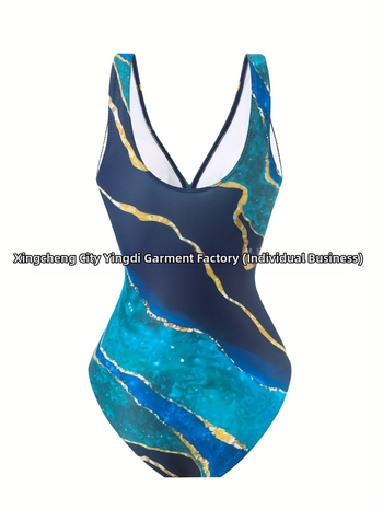 Ολόσωμο μαγιό με βαθύ V, 3D μοτίβο και φούστα διχτυωτή για ενήλικες γυναίκες· πολυεστέρας, επένδυση στήθους, χωρίς μεταλλική υποστήριξη, χωρίς μανίκια