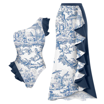 Costum de baie întreg pentru femei, imprimeu floral cu buline retro, croială strânsă; material nylon-spandex 80% Spandex; căptușeală nylon 18% Spandex.