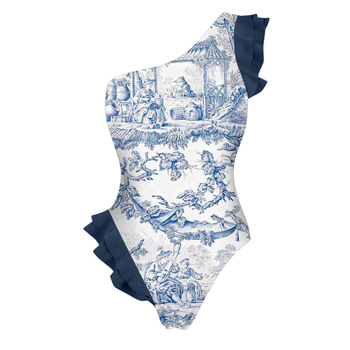 Costum de baie întreg pentru femei, imprimeu floral cu buline retro, croială strânsă; material nylon-spandex 80% Spandex; căptușeală nylon 18% Spandex.