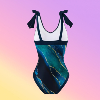 Γυναικείο ολόσωμο μαγιό με gradient print, ψηλή μέση, γρήγορο στέγνωμα πολυεστέρα, χωρίς πλάτη, χωρίς τιράντες, με επένδυση για το στήθος