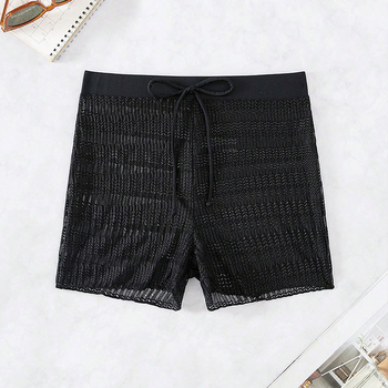 Γυναικείο σλιπ θαλάσσης με διχτυωτές λεπτομέρειες, διαφανής ύφασμα, μονόχρωμο σχέδιο, 80% πολυεστέρας με επένδυση 20%, για κολύμβηση και βάδισμα