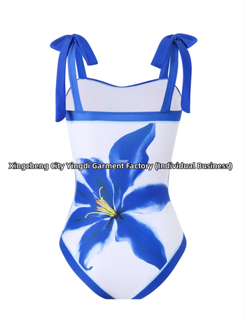 Γυναικείο ολόσωμο μαγιό, χωρίς μανίκια, με επένδυση στο στήθος, 3D φλοράλ μοτίβο, πολυεστερικό ύφασμα με επένδυση