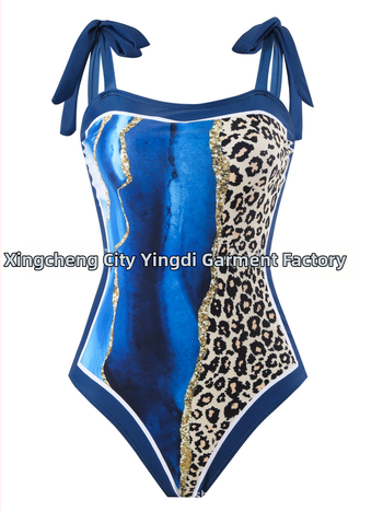 Ολόσωμο γυναικείο μαγιό με αισθησιακό μοτίβο λεοπάρ μάρμαρο, επένδυση στήθους, χωρίς μεταλλική υποστήριξη · πολυεστέρας 90%